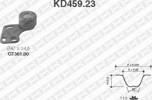 SNR KD459.23 - Комплект зубчатого ремня ГРМ autosila-amz.com