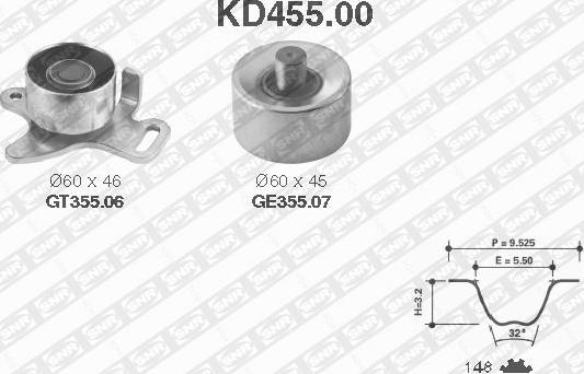 SNR KD455.00 - Комплект зубчатого ремня ГРМ autosila-amz.com