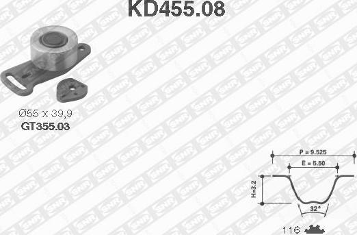 SNR KD455.08 - Комплект зубчатого ремня ГРМ autosila-amz.com