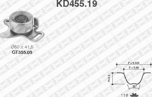 SNR KD455.19 - Комплект зубчатого ремня ГРМ autosila-amz.com