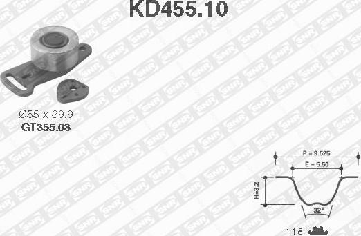 SNR KD455.10 - Комплект зубчатого ремня ГРМ autosila-amz.com
