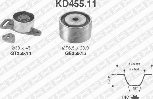 SNR KD455.11 - Комплект зубчатого ремня ГРМ autosila-amz.com