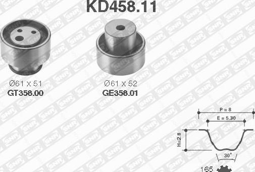 SNR KD458.11 - Комплект зубчатого ремня ГРМ autosila-amz.com