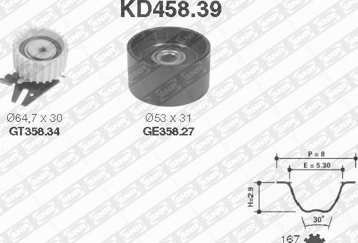 SNR KD458.39 - Комплект зубчатого ремня ГРМ autosila-amz.com