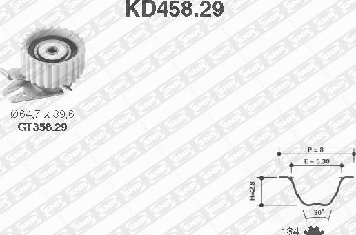 SNR KD458.29 - Комплект зубчатого ремня ГРМ autosila-amz.com