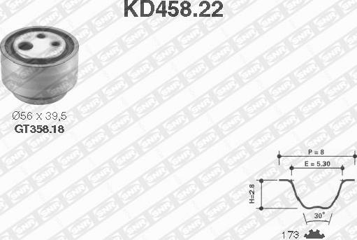 SNR KD458.22 - Комплект зубчатого ремня ГРМ autosila-amz.com