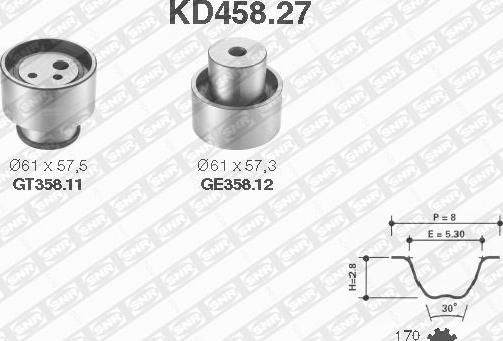 SNR KD458.27 - Комплект зубчатого ремня ГРМ autosila-amz.com