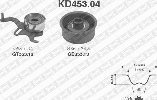 SNR KD453.04 - Комплект зубчатого ремня ГРМ autosila-amz.com