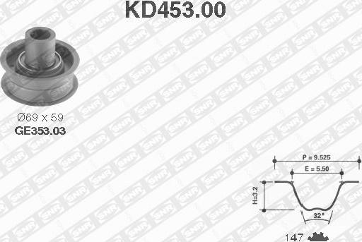 SNR KD453.00 - Комплект зубчатого ремня ГРМ autosila-amz.com