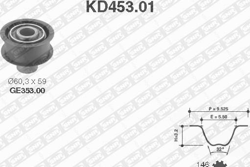 SNR KD453.01 - Комплект зубчатого ремня ГРМ autosila-amz.com