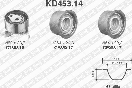 SNR KD453.14 - Комплект зубчатого ремня ГРМ autosila-amz.com