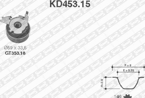 SNR KD453.15 - Комплект зубчатого ремня ГРМ autosila-amz.com