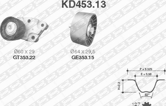 SNR KD453.13 - Комплект зубчатого ремня ГРМ autosila-amz.com