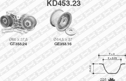 SNR KD453.23 - Комплект зубчатого ремня ГРМ autosila-amz.com