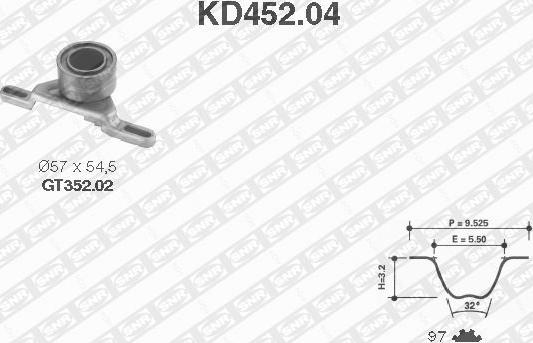 SNR KD452.04 - Комплект зубчатого ремня ГРМ autosila-amz.com