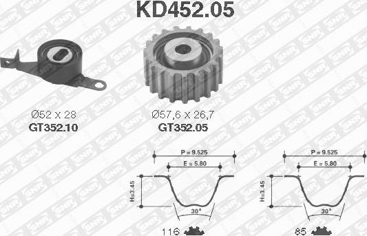 SNR KD452.05 - Комплект зубчатого ремня ГРМ autosila-amz.com