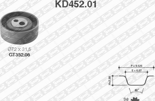 SNR KD452.01 - Комплект зубчатого ремня ГРМ autosila-amz.com