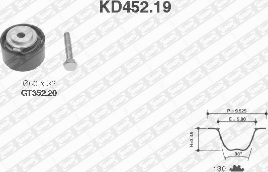 SNR KD452.19 - Комплект зубчатого ремня ГРМ autosila-amz.com