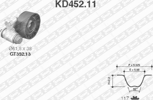 SNR KD452.11 - Комплект зубчатого ремня ГРМ autosila-amz.com