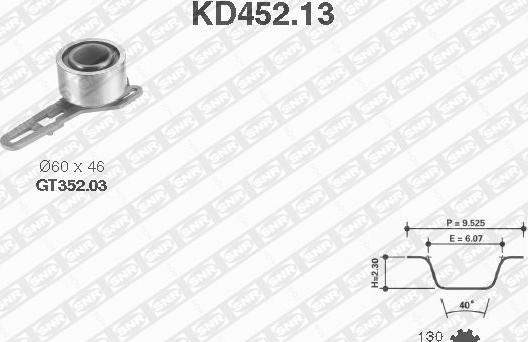 SNR KD452.13 - Комплект зубчатого ремня ГРМ autosila-amz.com