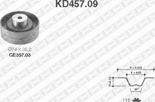 SNR KD457.09 - Комплект зубчатого ремня ГРМ autosila-amz.com