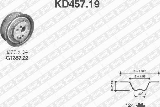SNR KD457.19 - Комплект зубчатого ремня ГРМ autosila-amz.com