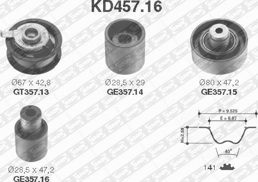 SNR KD457.16 - Комплект зубчатого ремня ГРМ autosila-amz.com