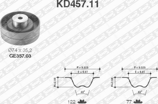 SNR KD457.11 - Комплект зубчатого ремня ГРМ autosila-amz.com