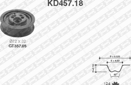 SNR KD457.18 - Комплект зубчатого ремня ГРМ autosila-amz.com