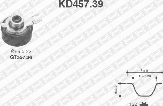 SNR KD457.39 - Комплект зубчатого ремня ГРМ autosila-amz.com