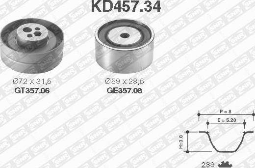 SNR KD457.34 - Комплект зубчатого ремня ГРМ autosila-amz.com