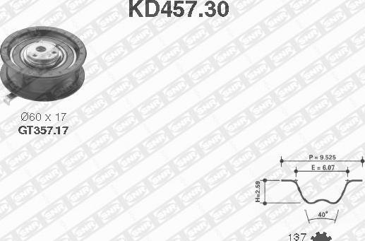 SNR KD457.30 - Комплект зубчатого ремня ГРМ autosila-amz.com