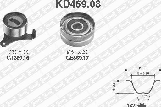 SNR KD469.08 - Комплект зубчатого ремня ГРМ autosila-amz.com