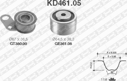 SNR KD461.05 - Комплект зубчатого ремня ГРМ autosila-amz.com