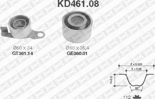 SNR KD461.08 - Комплект зубчатого ремня ГРМ autosila-amz.com