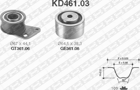 SNR KD461.03 - Комплект зубчатого ремня ГРМ autosila-amz.com