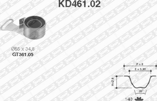 SNR KD461.02 - Комплект зубчатого ремня ГРМ autosila-amz.com
