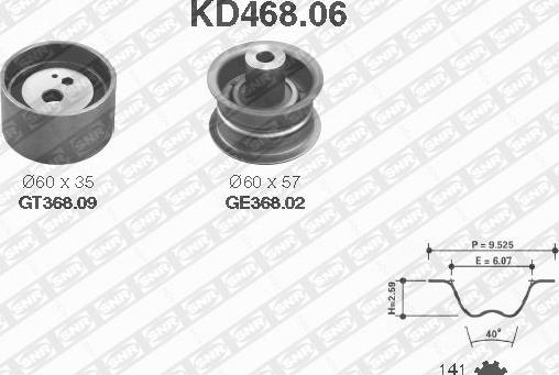 SNR KD468.06 - Рем. Компл. ГРМ: ремень + ролики autosila-amz.com