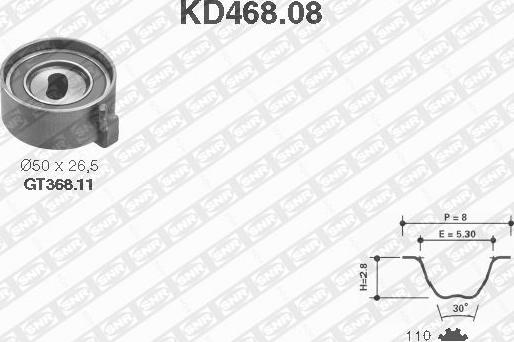 SNR KD468.08 - Комплект зубчатого ремня ГРМ autosila-amz.com