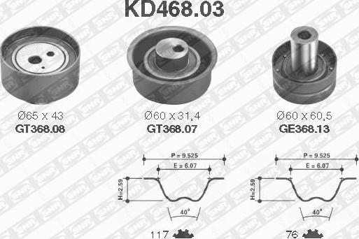 SNR KD468.03 - Комплект зубчатого ремня ГРМ autosila-amz.com