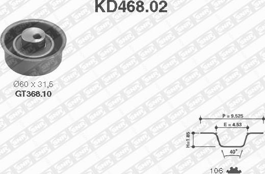 SNR KD468.02 - Комплект зубчатого ремня ГРМ autosila-amz.com