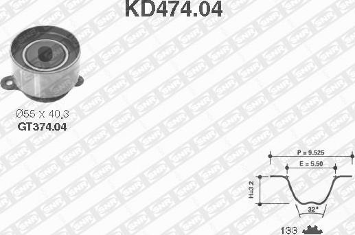 SNR KD474.04 - Комплект зубчатого ремня ГРМ autosila-amz.com