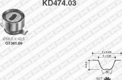 SNR KD474.03 - Комплект зубчатого ремня ГРМ autosila-amz.com