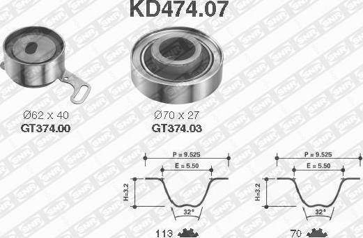 SNR KD474.07 - Комплект зубчатого ремня ГРМ autosila-amz.com