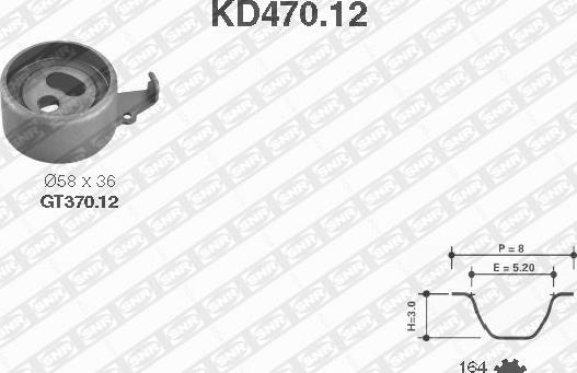 SNR KD470.12 - Комплект зубчатого ремня ГРМ autosila-amz.com