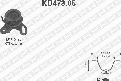 SNR KD473.05 - Комплект зубчатого ремня ГРМ autosila-amz.com