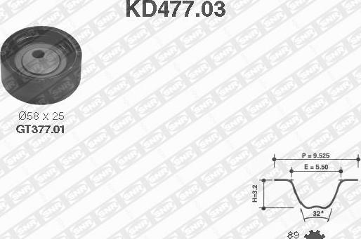 SNR KD477.03 - Комплект зубчатого ремня ГРМ autosila-amz.com