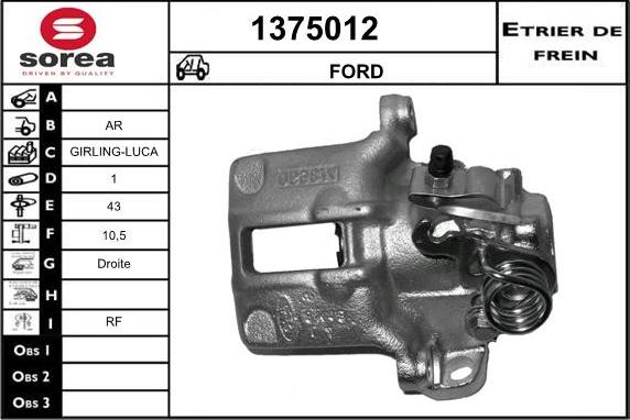 SNRA 1375012 - Тормозной суппорт autosila-amz.com