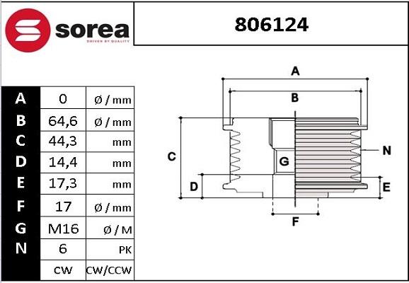 SNRA 806124 - Шкив генератора, муфта autosila-amz.com