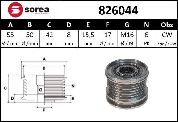 SNRA 826044 - Шкив генератора, муфта autosila-amz.com